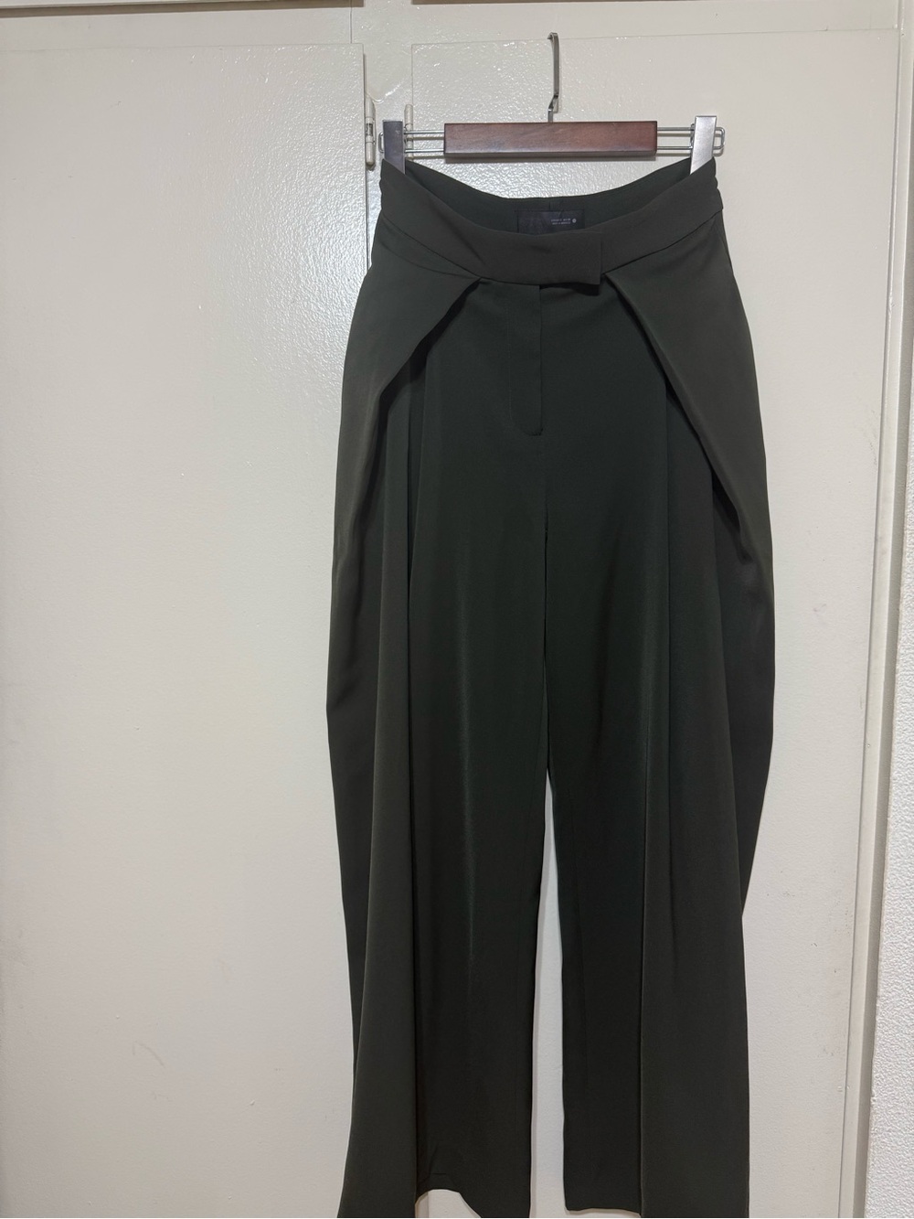 Zara Dark Green Extra Wide Leg Dress Pants High Rise Tailored S - Picture 6 of 8